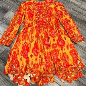 Bright red and orange satin top